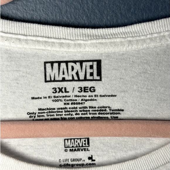 Marvel Mens XXXL Crew Neck White T-Shirt 54x34 Big and Tall - Picture 5 of 6